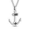 Thumbnail Image 2 of Men's Black Diamond Anchor Necklace 3/4 ct tw Stainless Steel 24&quot;