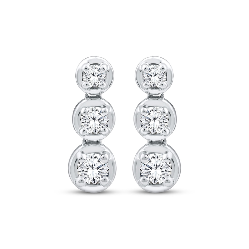 Main Image 2 of Memories, Moments, Magic Diamond Three-Stone Drop Earrings 1/2 ct tw 10K White Gold