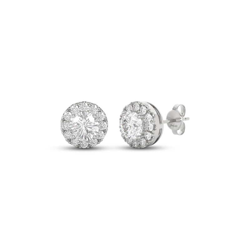 Main Image 1 of THE LEO Diamond Halo Stud Earrings 1 ct tw 14K White Gold