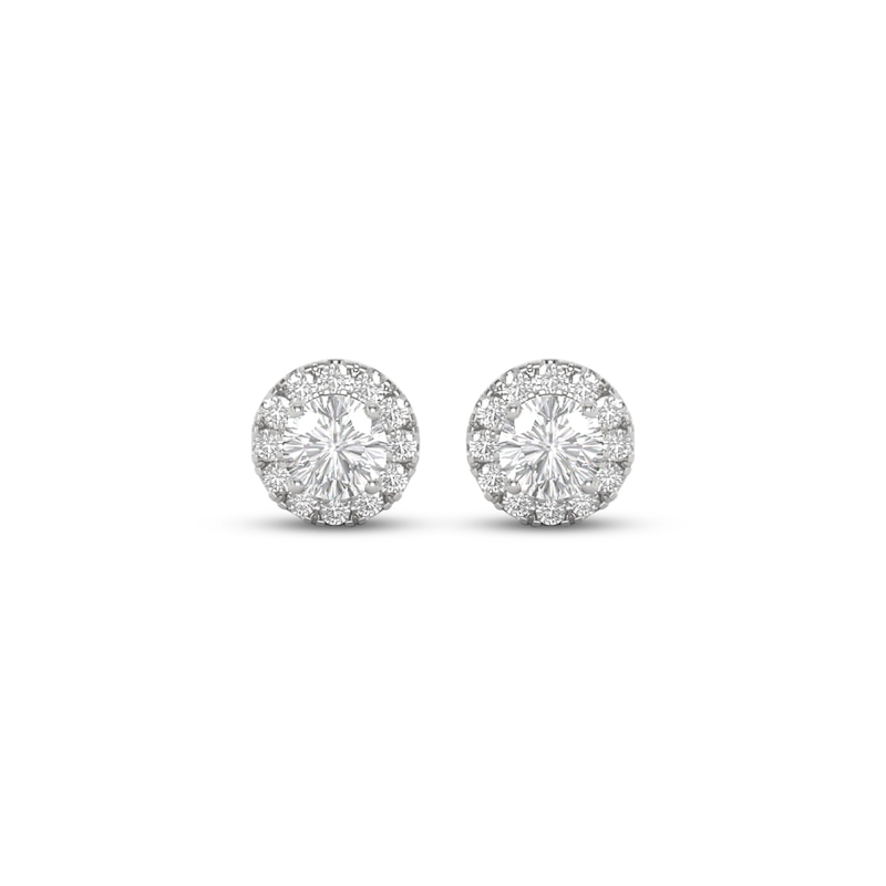 Main Image 2 of THE LEO Diamond Halo Stud Earrings 1 ct tw 14K White Gold