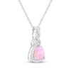 Thumbnail Image 2 of Trillion-Cut Pink Lab-Created Opal & White Lab-Created Sapphire Drop Necklace Sterling Silver 18&quot;