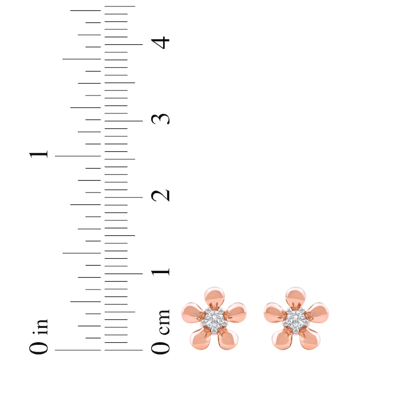 Main Image 5 of Diamond Solitaire Flower Stud Earrings 1/10 ct tw 10K Rose Gold (I/I2)