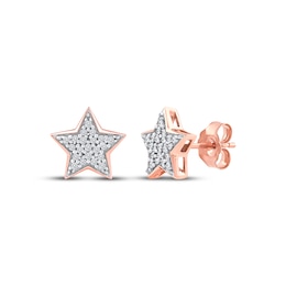 Multi-Diamond Pavé Star Stud Earrings 1/6 ct tw 10K Rose Gold