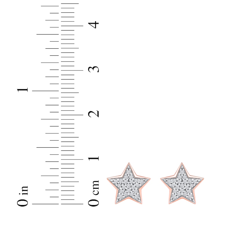 Main Image 5 of Multi-Diamond Pavé Star Stud Earrings 1/6 ct tw 10K Rose Gold