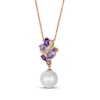 Thumbnail Image 1 of Le Vian Pretty in Pink Cultured Pearl & Multi-Gemstone Necklace 1/15 ct tw Diamonds 14K Strawberry Gold 19&quot;