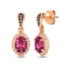 Thumbnail Image 1 of Le Vian Oval-Cut Pink Tourmaline Dangle Earrings 1/6 ct tw Diamonds 14K Strawberry Gold