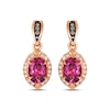 Thumbnail Image 2 of Le Vian Oval-Cut Pink Tourmaline Dangle Earrings 1/6 ct tw Diamonds 14K Strawberry Gold