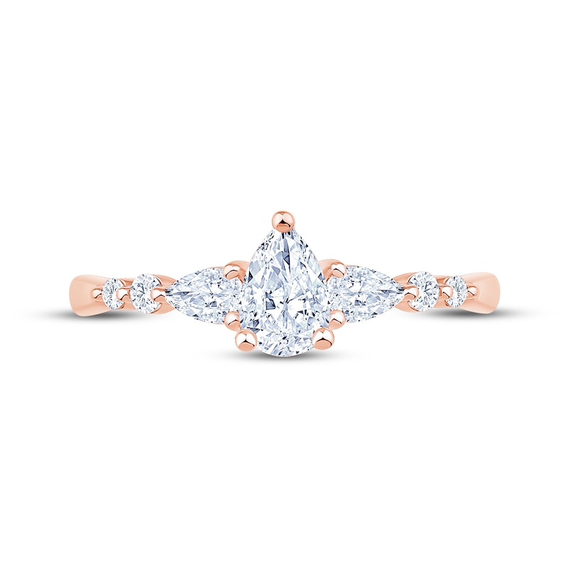 Main Image 3 of Lab-Grown Diamonds by KAY Pear-Shaped Three-Stone Engagement Ring 5/8 ct tw 14K Rose Gold