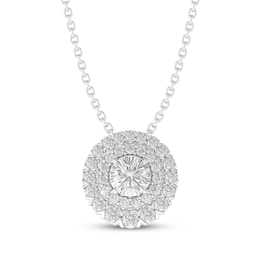 THE LEO Diamond Double Halo Necklace 1 ct tw 14K White Gold 19&quot;