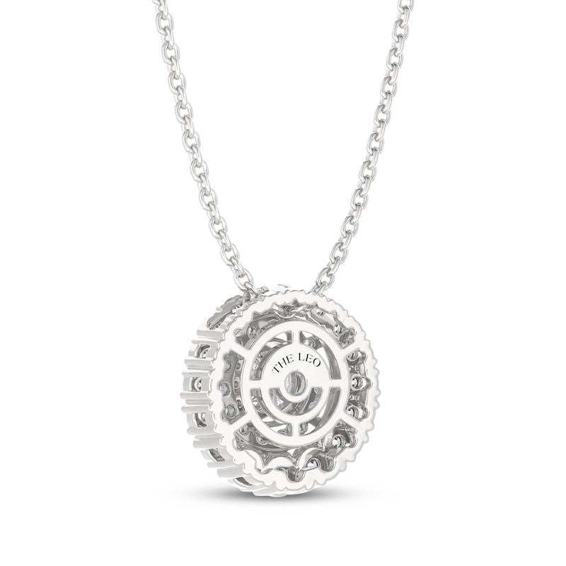 Main Image 3 of THE LEO Diamond Double Halo Necklace 1 ct tw 14K White Gold 19&quot;