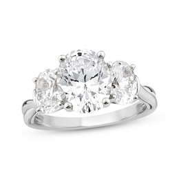 Memories Moments Magic Lab-Grown Diamond Oval-Cut Three-Stone Engagement Ring 3-1/2 ct tw 14K White Gold