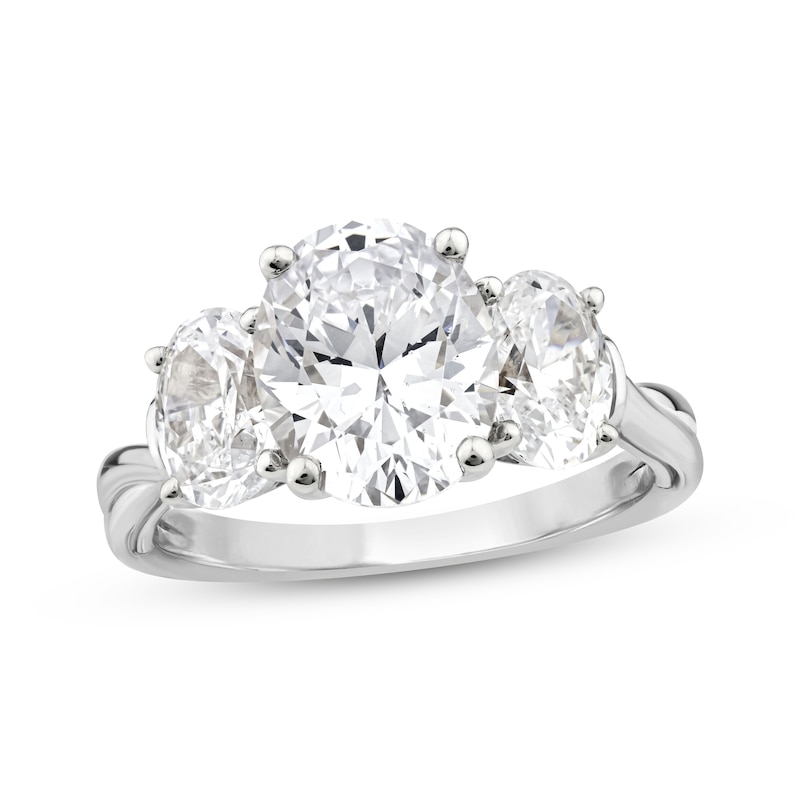 Main Image 1 of Memories Moments Magic Lab-Grown Diamond Oval-Cut Three-Stone Engagement Ring 3-1/2 ct tw 14K White Gold