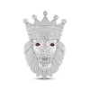 Thumbnail Image 1 of Men's Diamond & Lab-Created Ruby Lion with Crown Brooch 1 ct tw Sterling Silver