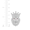 Thumbnail Image 3 of Men's Diamond & Lab-Created Ruby Lion with Crown Brooch 1 ct tw Sterling Silver