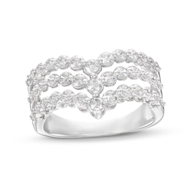 Lab-Grown Diamonds by KAY Three Row Chevron Ring 1 ct tw 14K White Gold