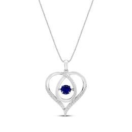 Unstoppable Love Blue & White Lab-Created Sapphire Heart Loop Necklace Sterling Silver 18&quot;
