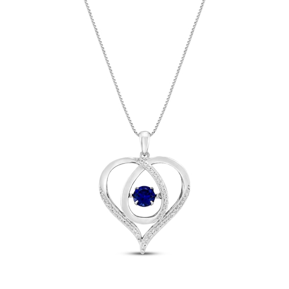 Unstoppable Love Blue & White Lab-Created Sapphire Heart Loop Necklace ...