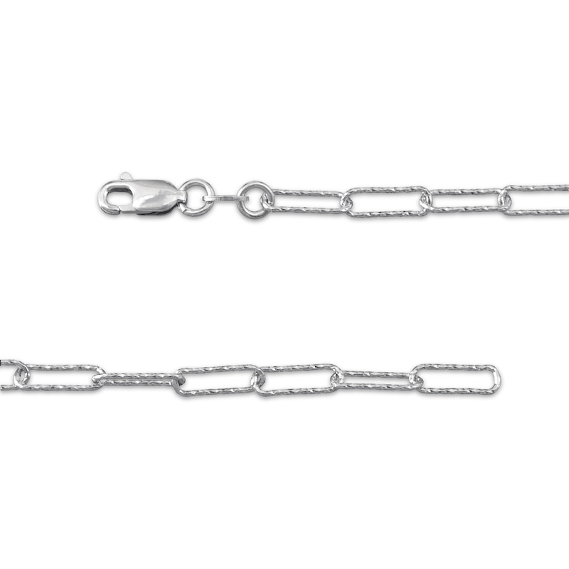 Main Image 2 of Solid Diamond-Cut Glitter Paperclip Chain Anklet Sterling Silver 9.75&quot;