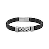 Thumbnail Image 1 of Men's Black Leather & Curb Chain Bracelet Stainless Steel 8.5&quot;