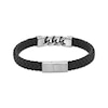 Thumbnail Image 2 of Men's Black Leather & Curb Chain Bracelet Stainless Steel 8.5&quot;