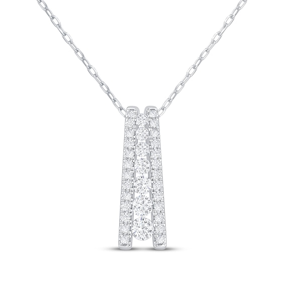 Diamond Ladder Necklace 1/2 ct tw 10K White Gold 18"