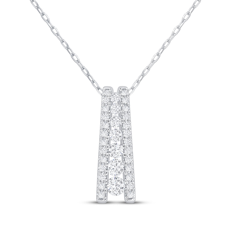 Main Image 1 of Diamond Ladder Necklace 1/2 ct tw 10K White Gold 18&quot;