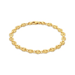 Italian Brilliance Solid Diamond-Cut Puffed Mariner Link Bracelet 14K Yellow Gold 7.5&quot;