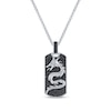 Thumbnail Image 1 of Men's Black Diamond Dragon Dog Tag Necklace 1 ct tw Sterling Silver 22&quot;