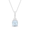 Thumbnail Image 1 of Cushion-Cut Aquamarine & White Lab-Created Sapphire Necklace Sterling Silver 18&quot;