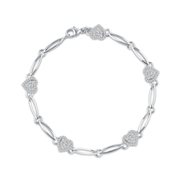 Diamond Heart Link Bracelet 1/2 ct tw Sterling Silver 7&quot;