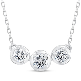 Memories Moments Magic Diamond Three-Stone Horizontal Necklace 1/2 ct tw 10K White Gold 18.5&quot;