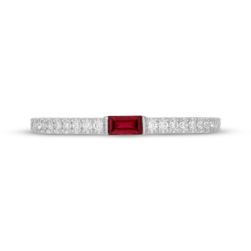 Neil Lane Baguette-Cut Natural Ruby & Diamond Anniversary Ring 1/4 ct tw 14K White Gold