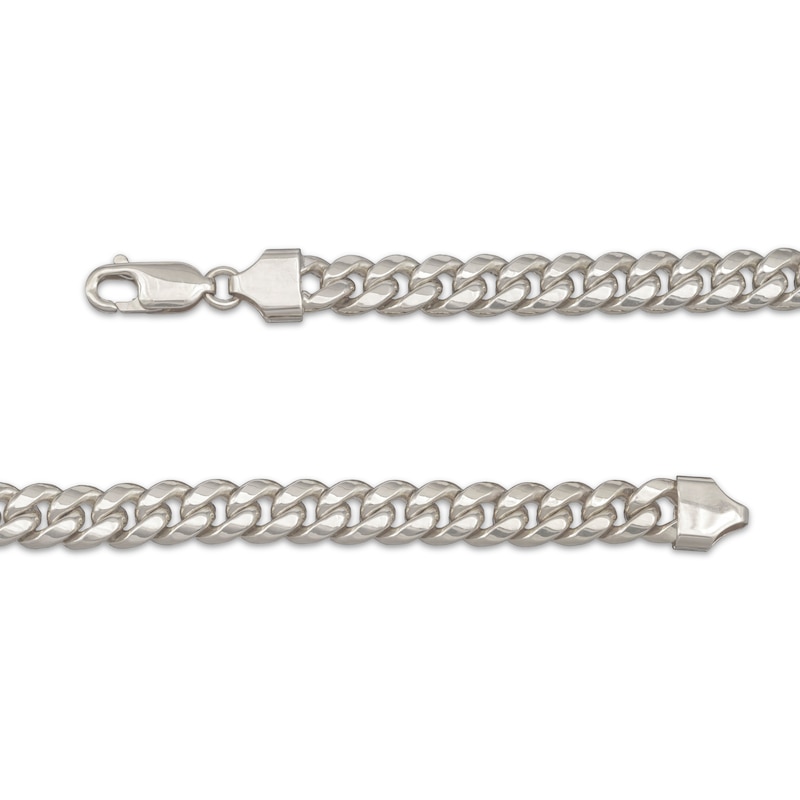 Hollow Cuban Curb Chain Necklace 6.8mm 14K White Gold 22"