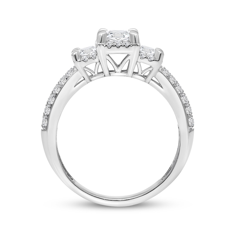 Memories, Moments, Magic Princess-Cut Diamond Three-Stone Engagement Ring 1 ct tw 10K White Gold