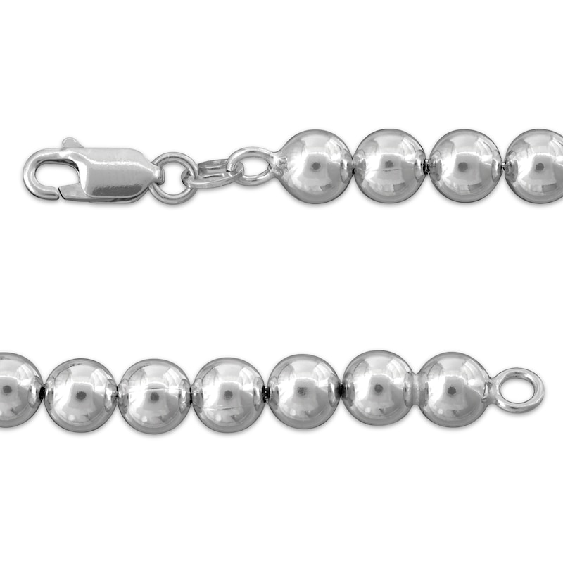 Solid Bead Chain Bracelet 6mm Sterling Silver 7.5"