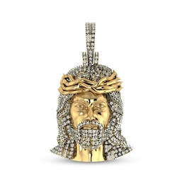 Men's Diamond Jesus Charm 1 ct tw 10K Yellow Gold