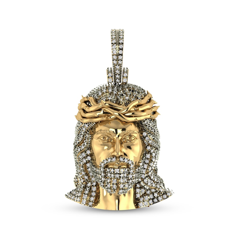 Main Image 1 of Men's Diamond Jesus Charm 1 ct tw 10K Yellow Gold