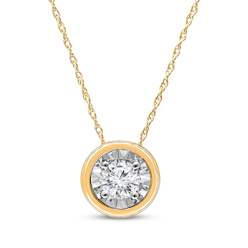 Main Image 1 of Radiant Reflections Diamond Solitaire Necklace 1/5 ct tw 10K Yellow Gold 18&quot; (J/I3)