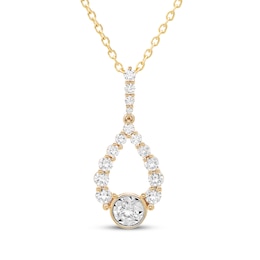 Milestones Diamond Teardrop Necklace 1/4 ct tw 10K Yellow Gold 18&quot;