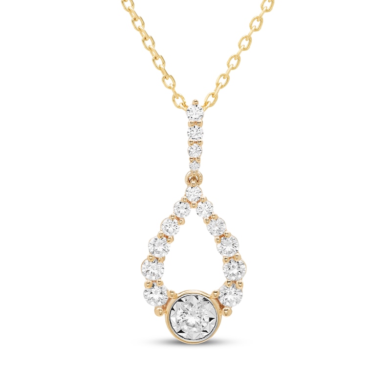 Milestones Diamond Teardrop Necklace 1/4 ct tw 10K Yellow Gold 18"