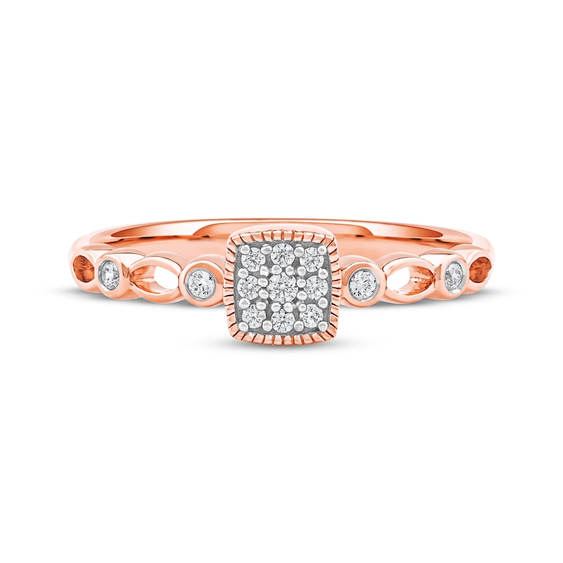 Multi-Diamond Cushion Frame Promise Ring 1/10 ct tw 10K Rose Gold