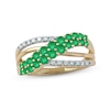 Thumbnail Image 1 of Emerald Ring 1/6 ct tw Diamonds 10K Yellow Gold