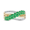 Thumbnail Image 3 of Emerald Ring 1/6 ct tw Diamonds 10K Yellow Gold