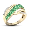 Thumbnail Image 4 of Emerald Ring 1/6 ct tw Diamonds 10K Yellow Gold