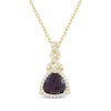 Thumbnail Image 1 of Trillion-Cut Lab-Created Alexandrite & White Lab-Created Sapphire Necklace 10K Yellow Gold 18&quot;