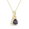 Thumbnail Image 2 of Trillion-Cut Lab-Created Alexandrite & White Lab-Created Sapphire Necklace 10K Yellow Gold 18&quot;