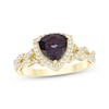 Thumbnail Image 1 of Trillion-Cut Lab-Created Alexandrite & White Lab-Created Sapphire Ring 10K Yellow Gold