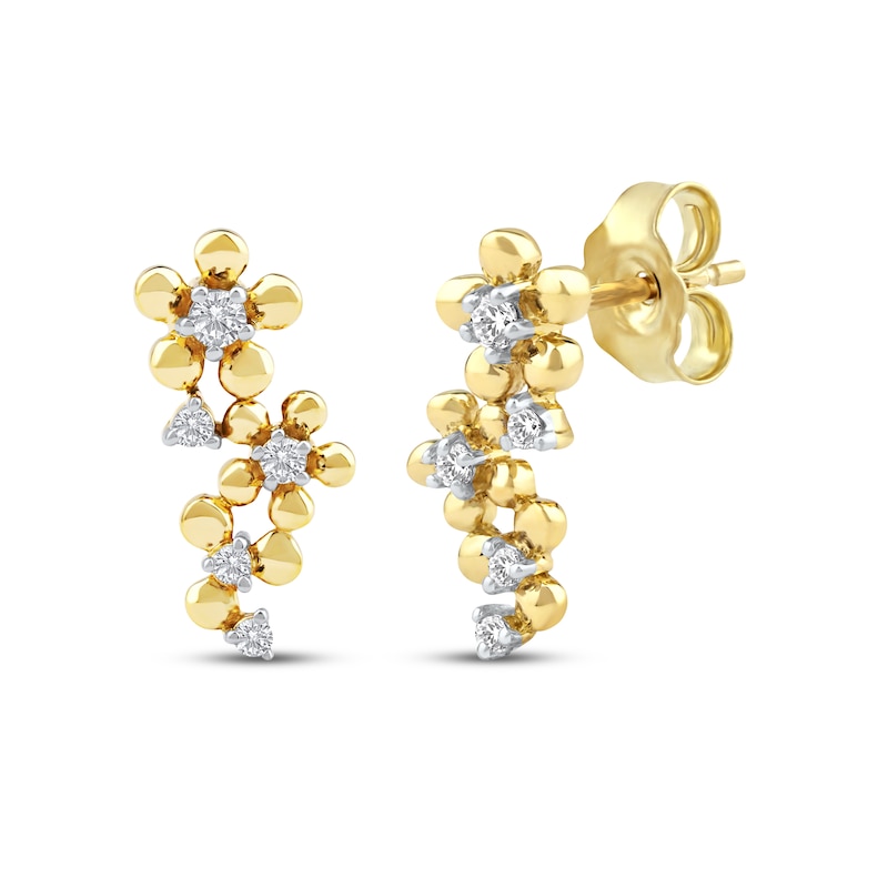 Main Image 1 of Diamond Flower Trio Earrings 1/10 ct tw 10K Yellow Gold