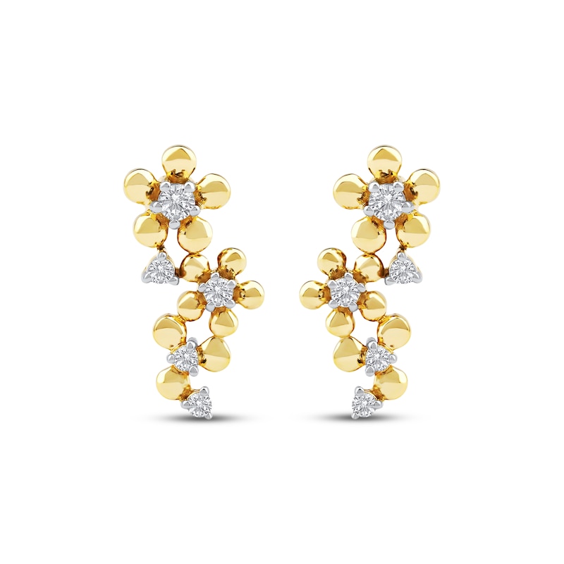 Main Image 2 of Diamond Flower Trio Earrings 1/10 ct tw 10K Yellow Gold