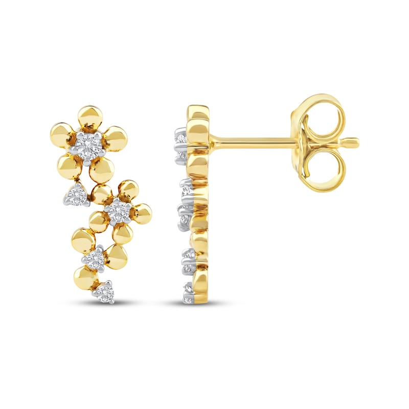 Main Image 3 of Diamond Flower Trio Earrings 1/10 ct tw 10K Yellow Gold